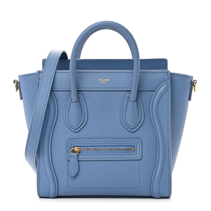 Celine Drummed Calfskin Nano Luggage Azure 1 of 16
