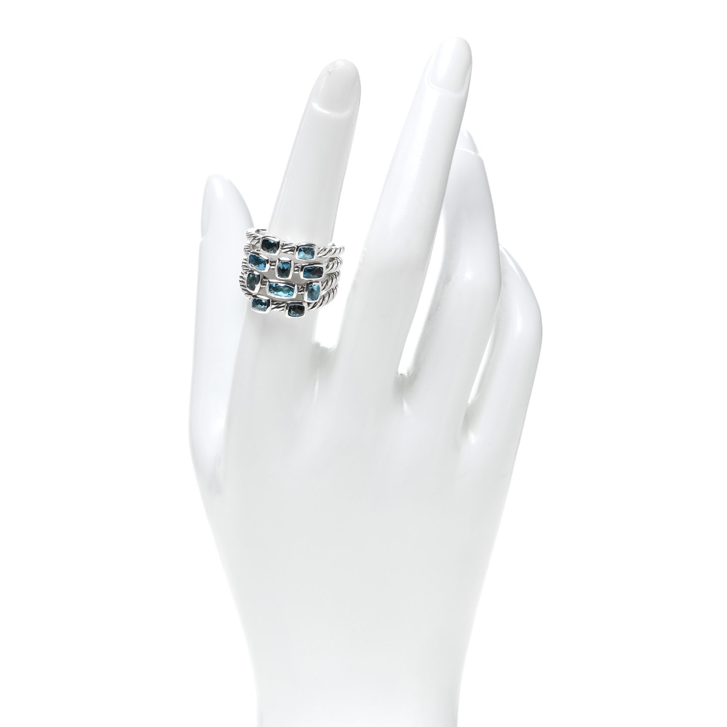 Sterling Silver Blue Topaz Hampton Blue Topaz Confetti 4 Row Ring 55 7.25