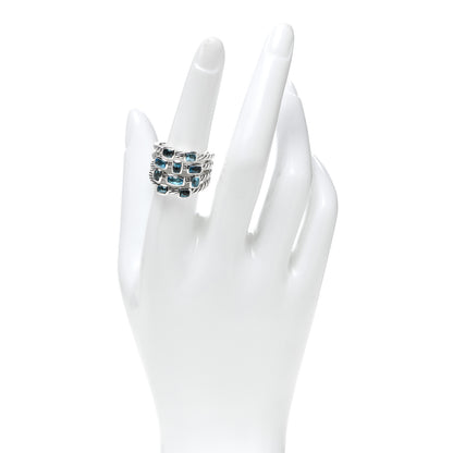 David Yurman Sterling Silver Blue Topaz Hampton Blue Topaz Confetti 4 Row Ring 55 7.25 2 of 5