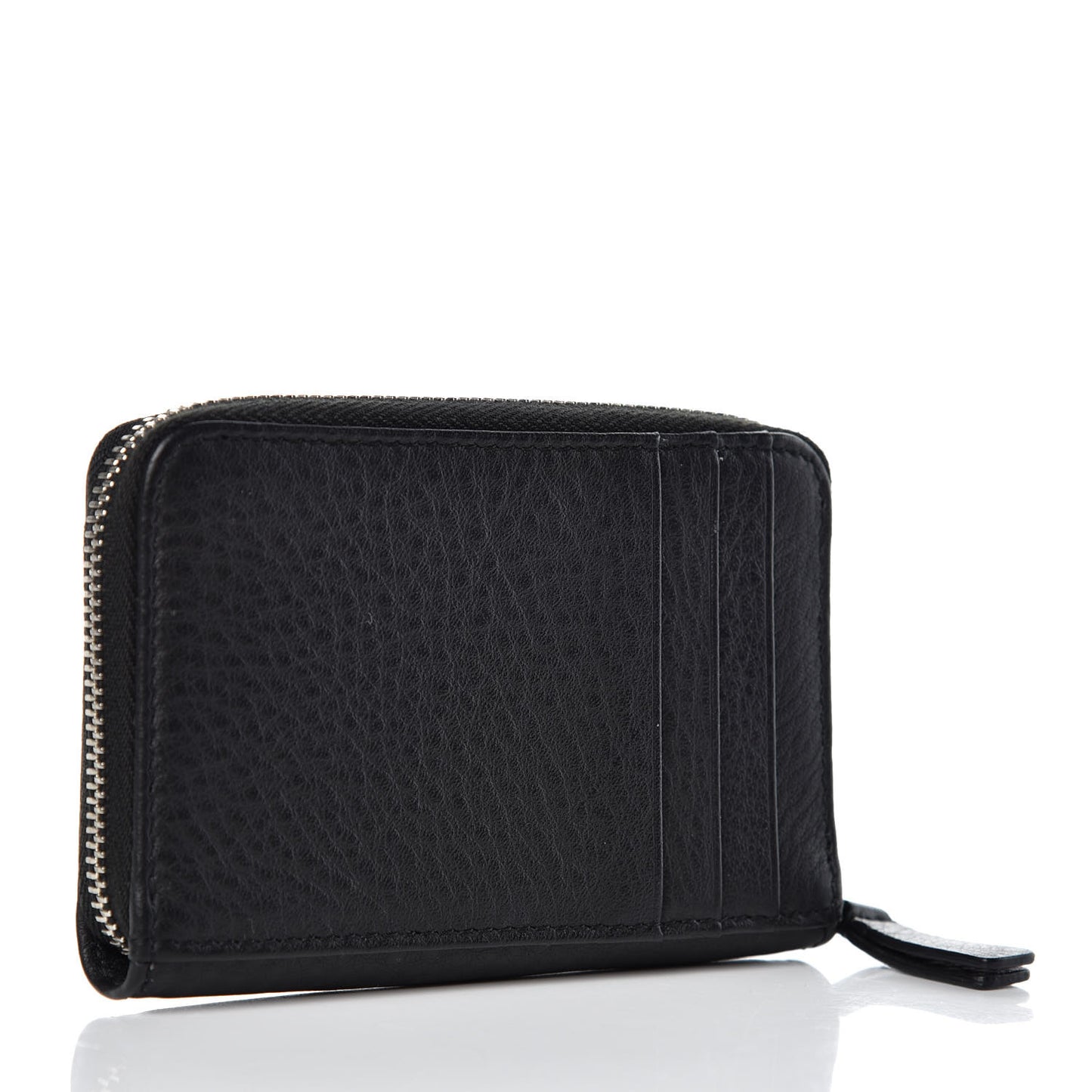 Smooth Calfskin Logo Everyday Zip Around Card Holder Black White