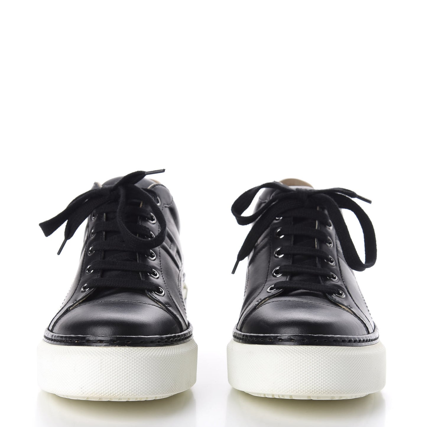 Calfskin Polo Sneakers 38 Black White