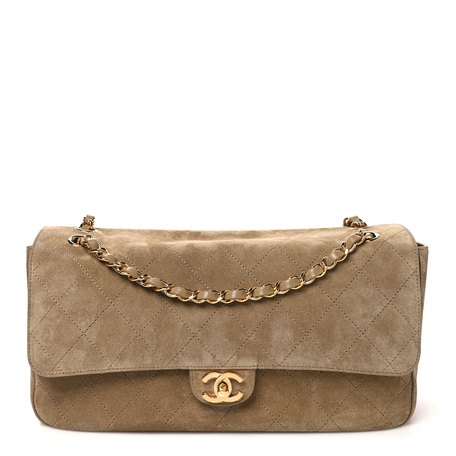Chanel Suede Calfskin Small Souplissimo Maxi Flap Dark Beige 1 of 10