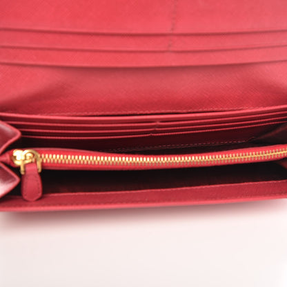 Prada Saffiano Metal Continental Flap Wallet Peonia 5 of 12