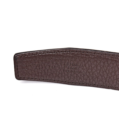 Hermes Box Taurillon Clemence 32mm Guilloche H Belt 70 Black Chocolate 6 of 6