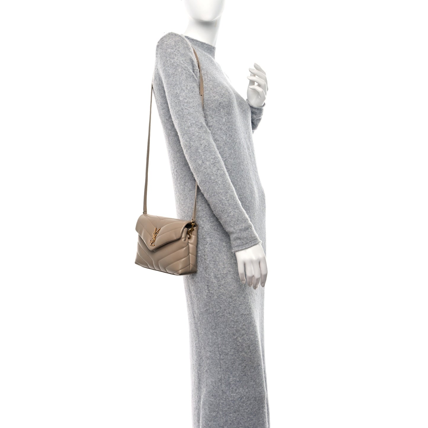 Calfskin Y Quilted Monogram Toy Loulou Crossbody Bag Dark Beige