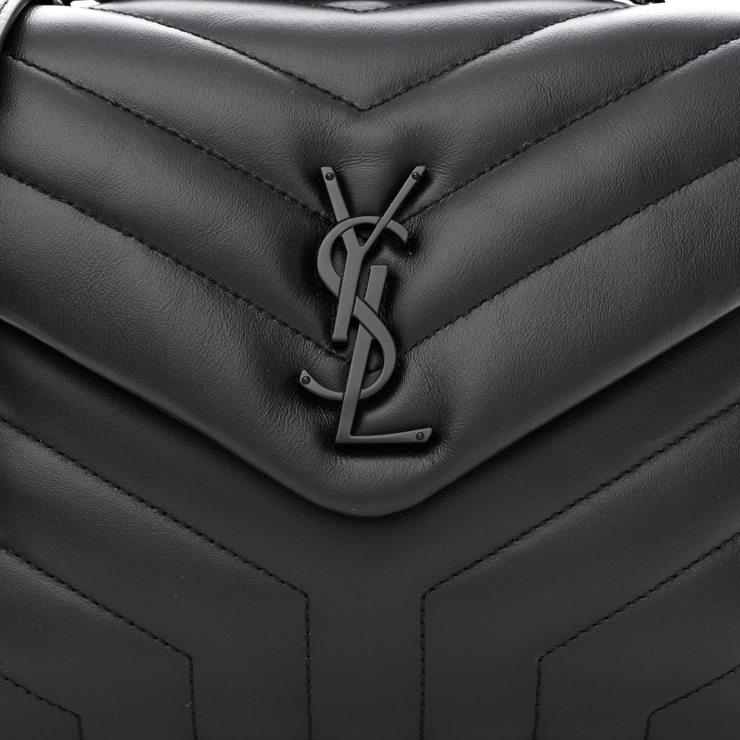 Saint Laurent Calfskin Y Quilted Monogram Monochrome Small Loulou Chain Satchel Black 7 of 9