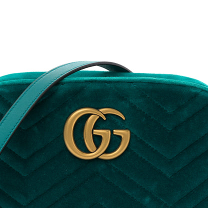 Gucci Velvet Matelasse Small GG Marmont Chain Shoulder Bag Pavone Cyan 8 of 10