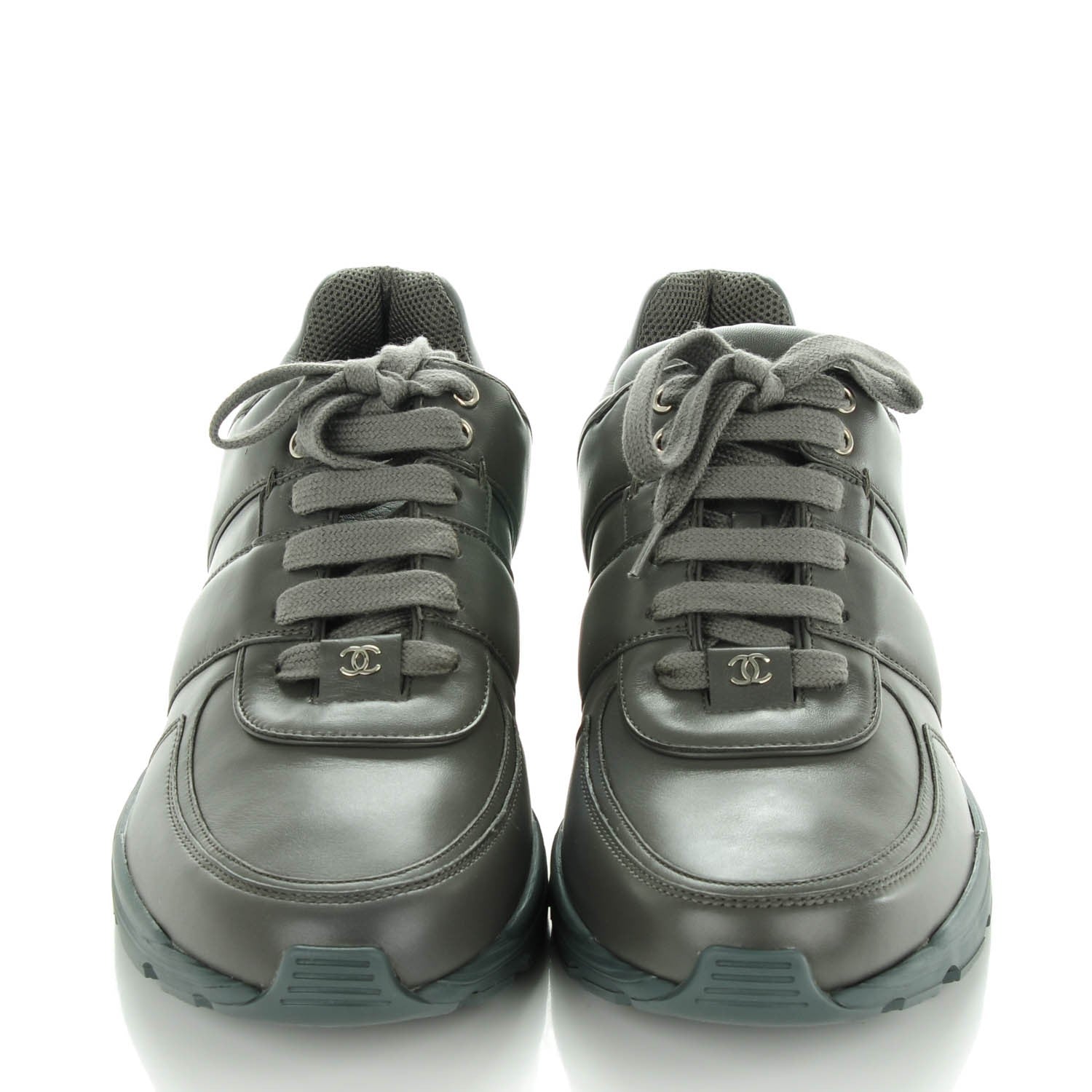 Chanel Calfskin Tweed Sneakers 43 Grey Black 2 of 7