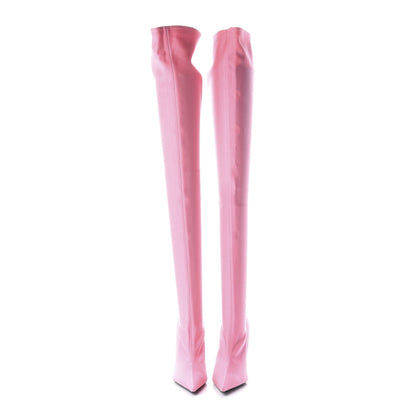 Balenciaga Spandex Pointed Toe Knife Thigh High Boots 39 Rose Dragee 2 of 9
