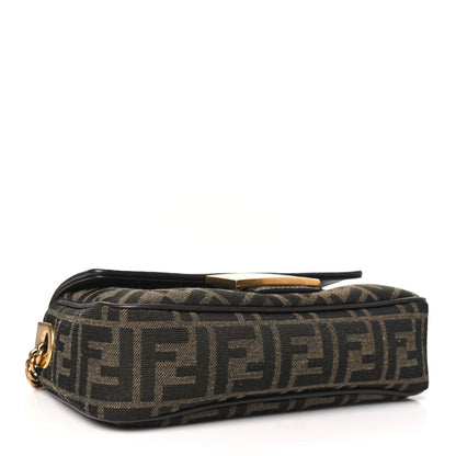 Fendi Fabric Jacquard FF 1974 Midi Chain Baguette Tobacco Moro 4 of 10