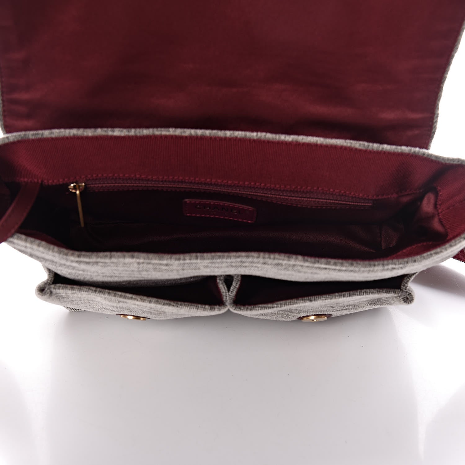 Chanel Wool Velvet Quilted Parisian Stroll Messenger Grey 5 of 12