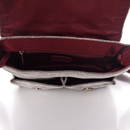 Chanel Wool Velvet Quilted Parisian Stroll Messenger Grey 5 of 12