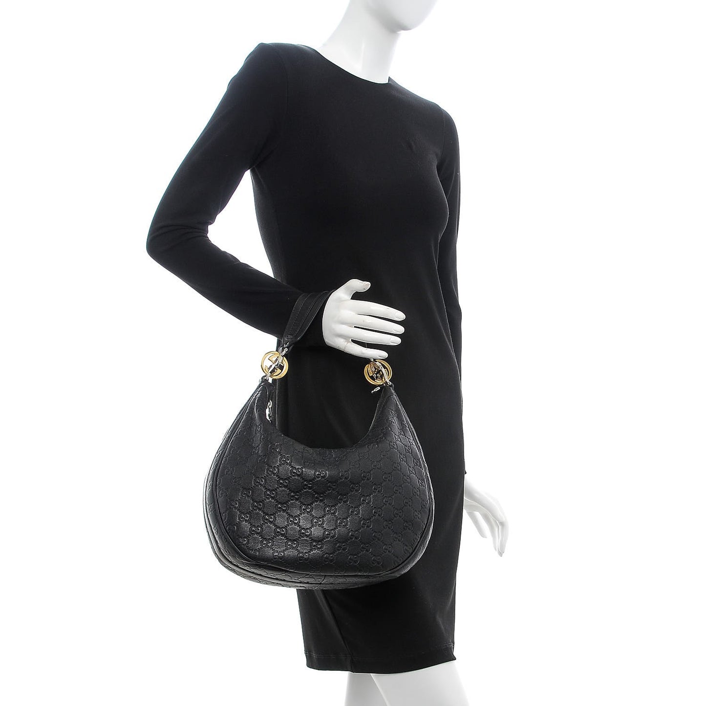 Guccissima Medium GG Twins Hobo Black