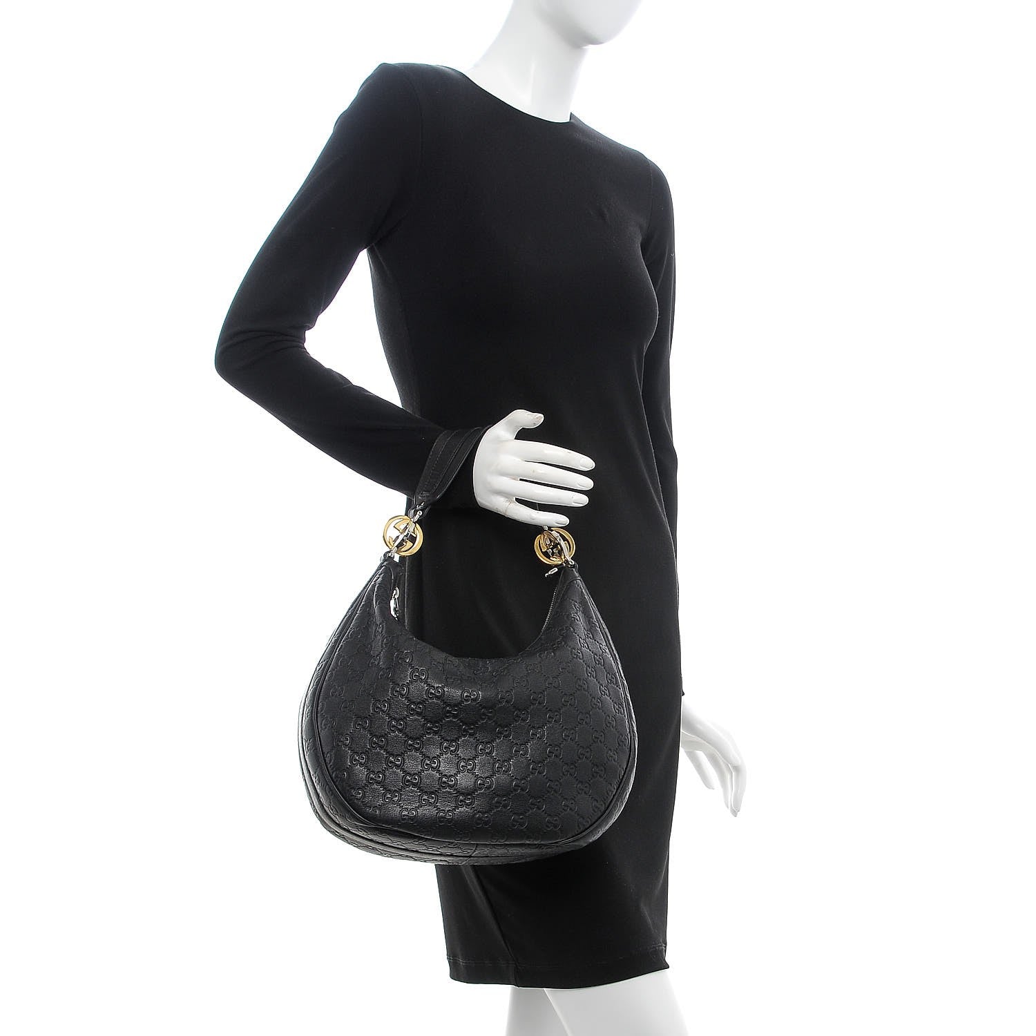 Gucci Guccissima Medium GG Twins Hobo Black 2 of 12
