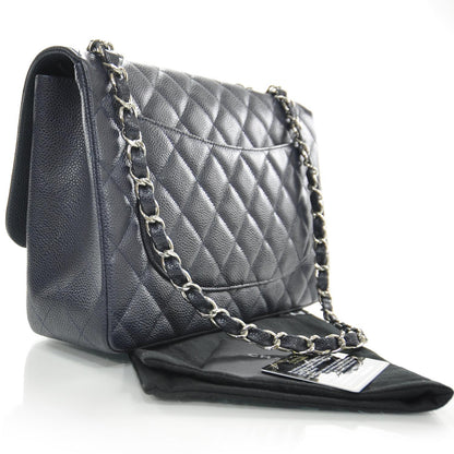 Chanel Caviar Jumbo Single Flap Navy Blue 3 of 9