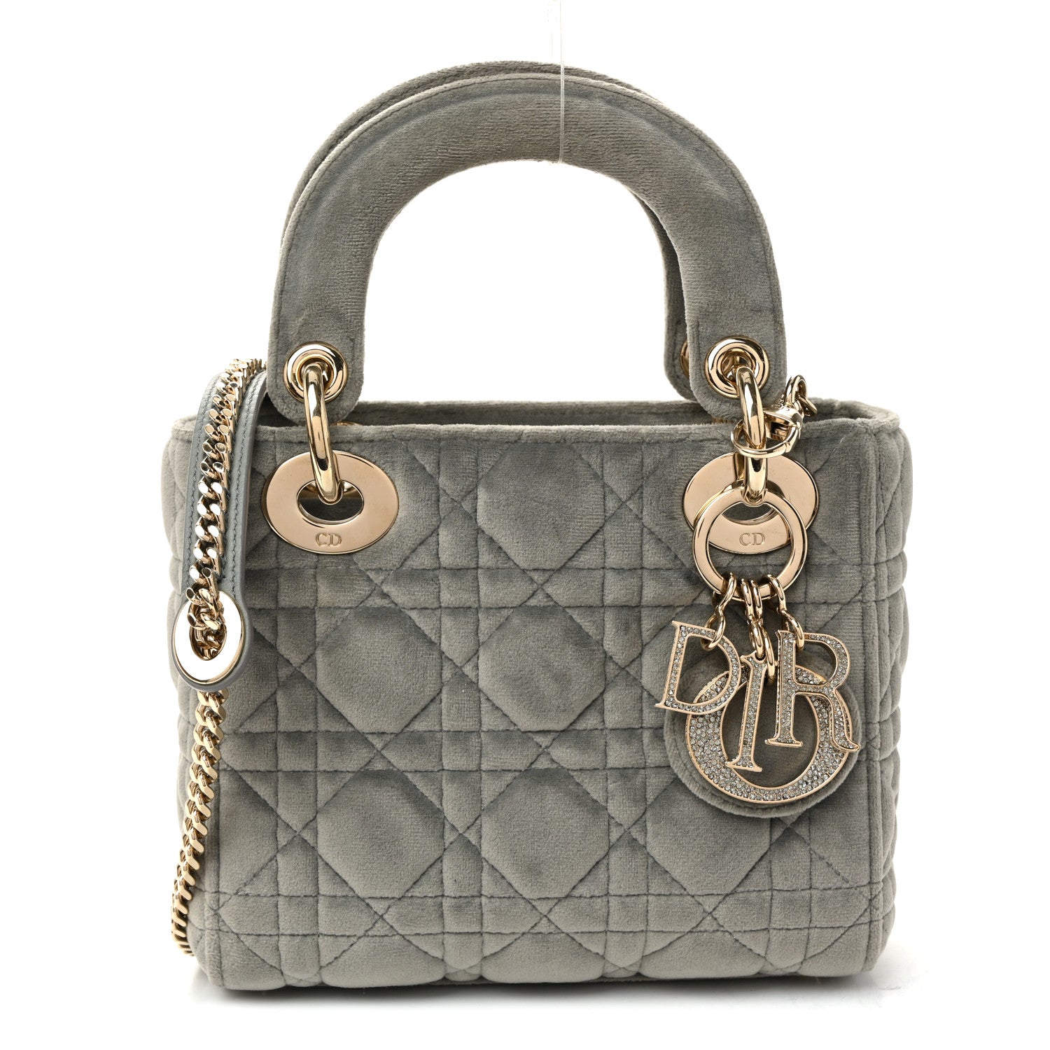 Christian Dior Velvet Mini Lady Dior Gray 1 of 10