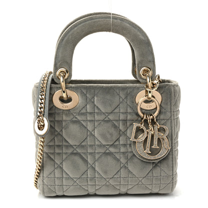 Christian Dior Velvet Mini Lady Dior Gray 1 of 10
