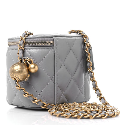 Chanel Lambskin Quilted Pearl Crush Mini Vanity Case With Chain Grey 3 of 11