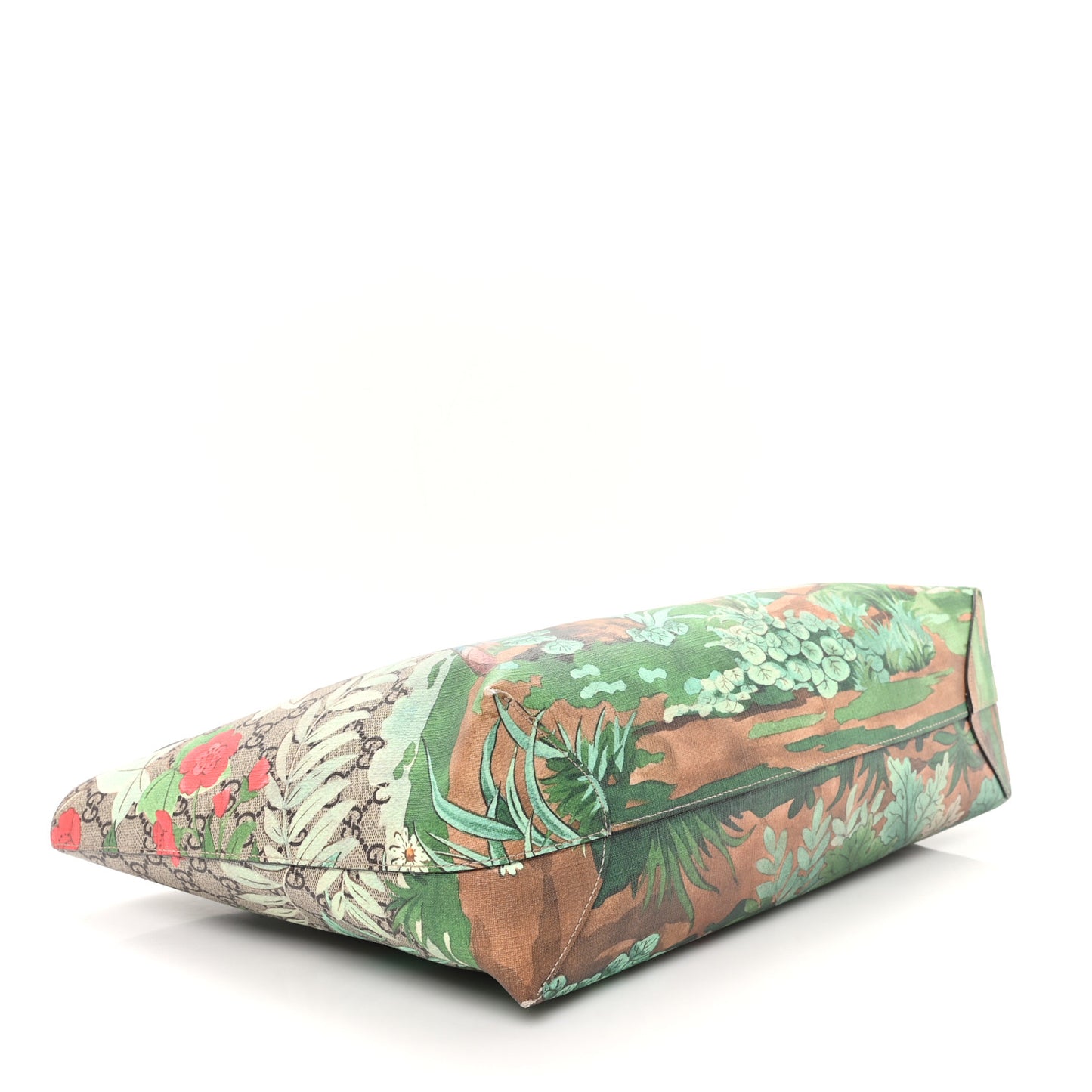 GG Supreme Monogram Tian Medium Shopping Tote Beige Multicolor Red