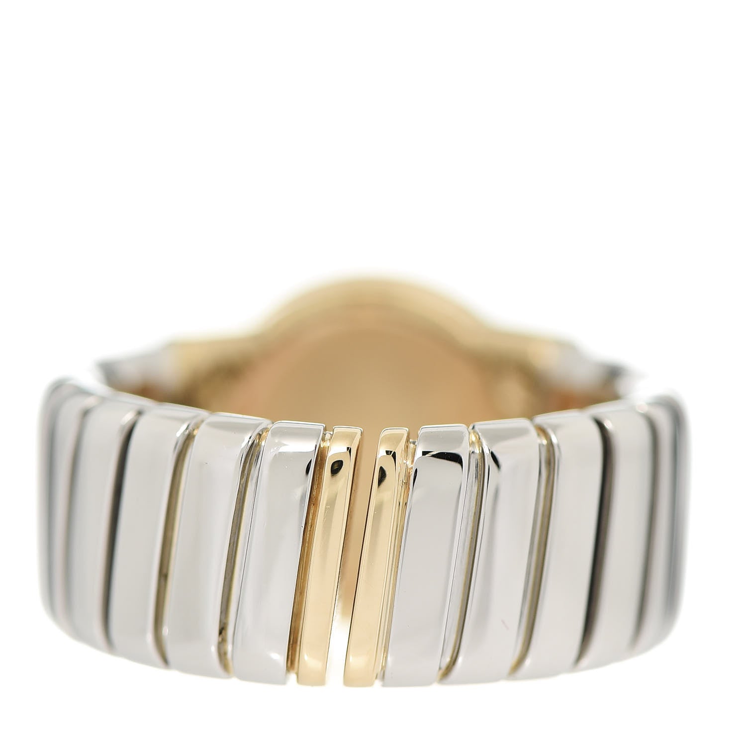 Bulgari Stainless Steel 18K Yellow Gold Onyx Tubogas Ring 54 6.75 4 of 5