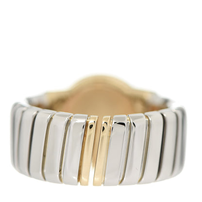 Bulgari Stainless Steel 18K Yellow Gold Onyx Tubogas Ring 54 6.75 4 of 5