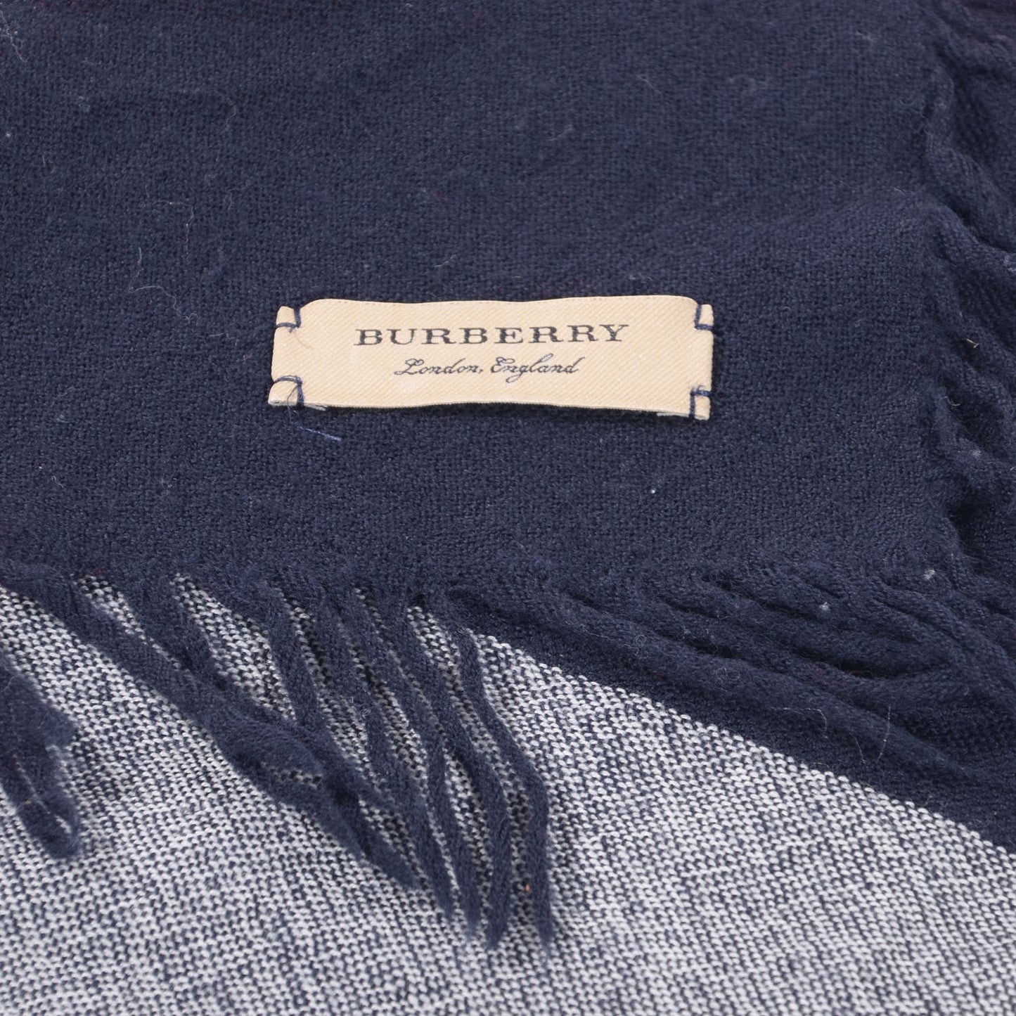 Merino Wool Check Square Scarf Navy