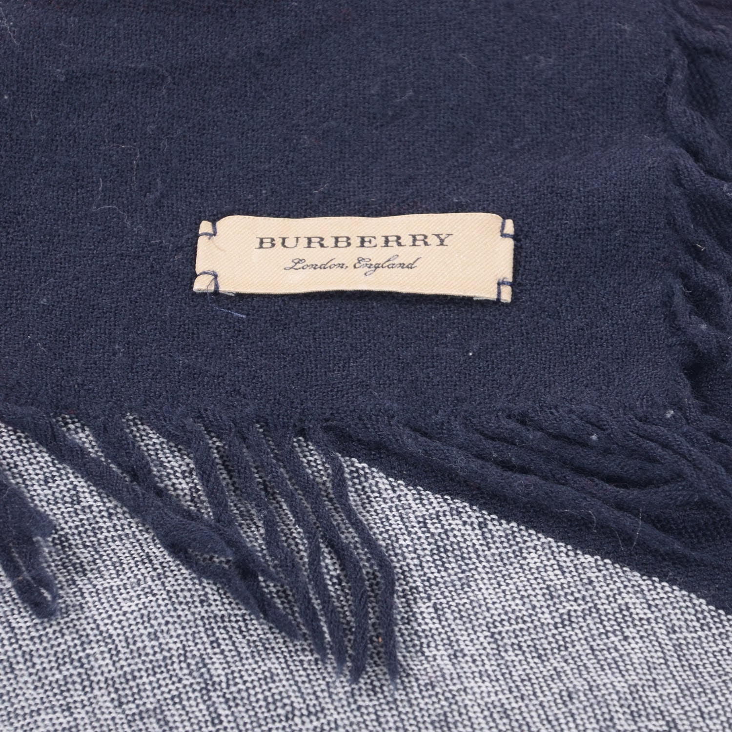 Burberry Merino Wool Check Square Scarf Navy 3 of 4
