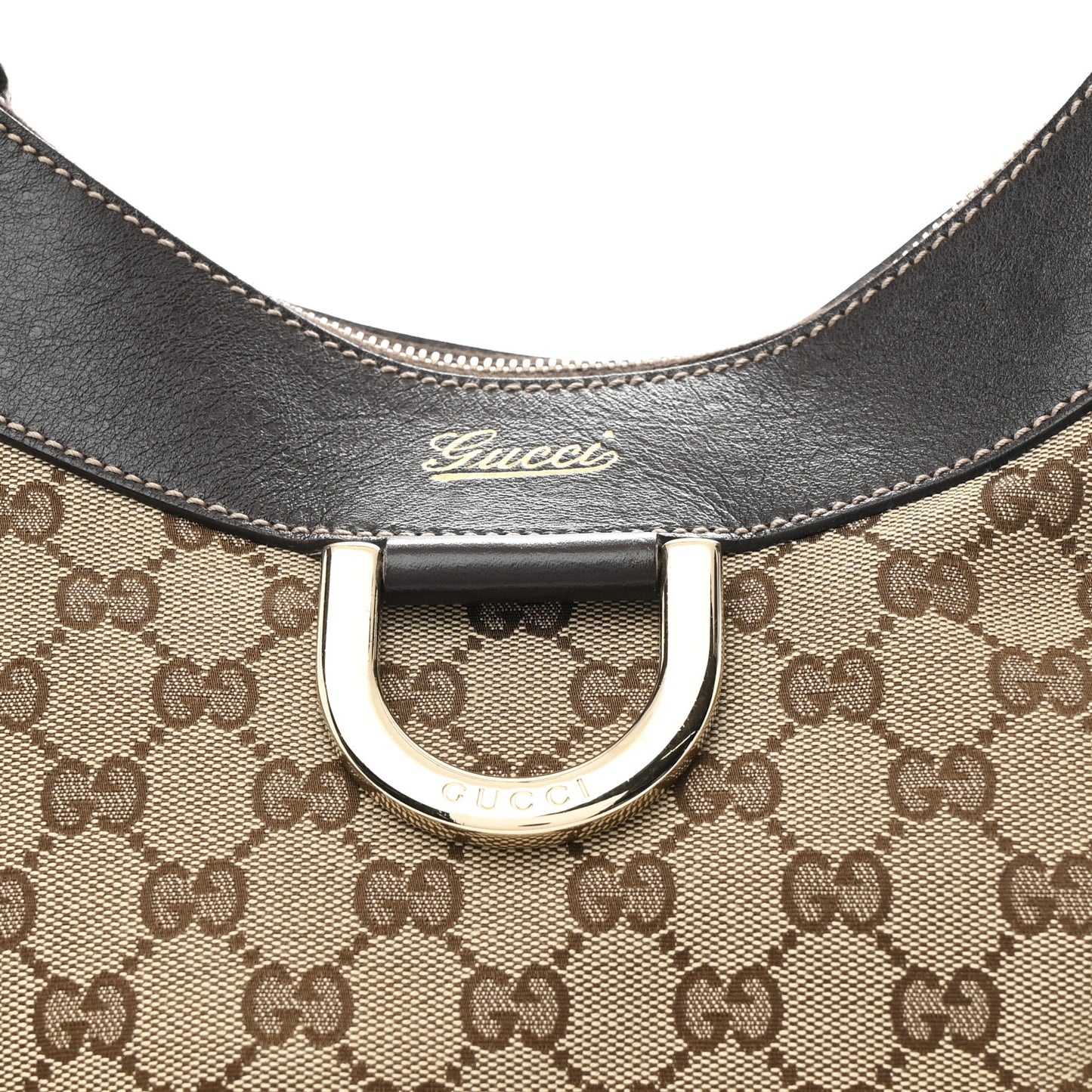 Monogram Large D Gold Hobo Dark Brown
