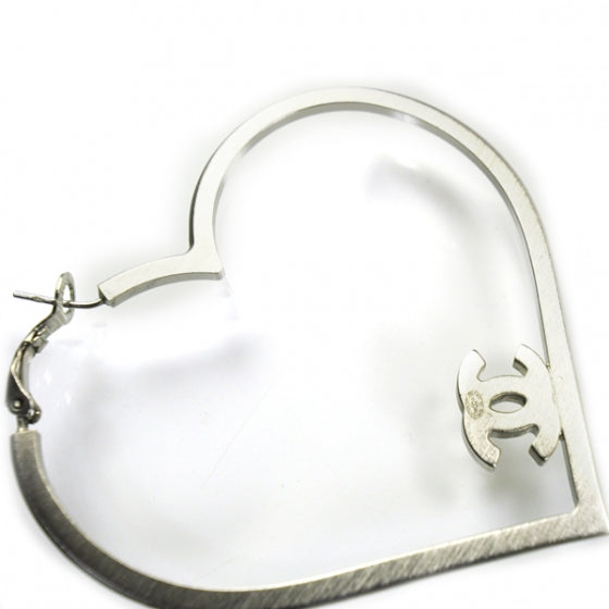 Chanel Swarovski Crystal CC Heart Hoop Earrings 4 of 5