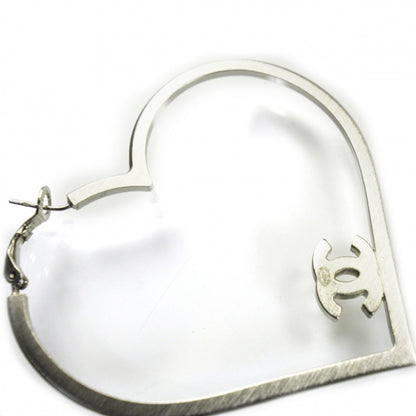 Chanel Swarovski Crystal CC Heart Hoop Earrings 4 of 5