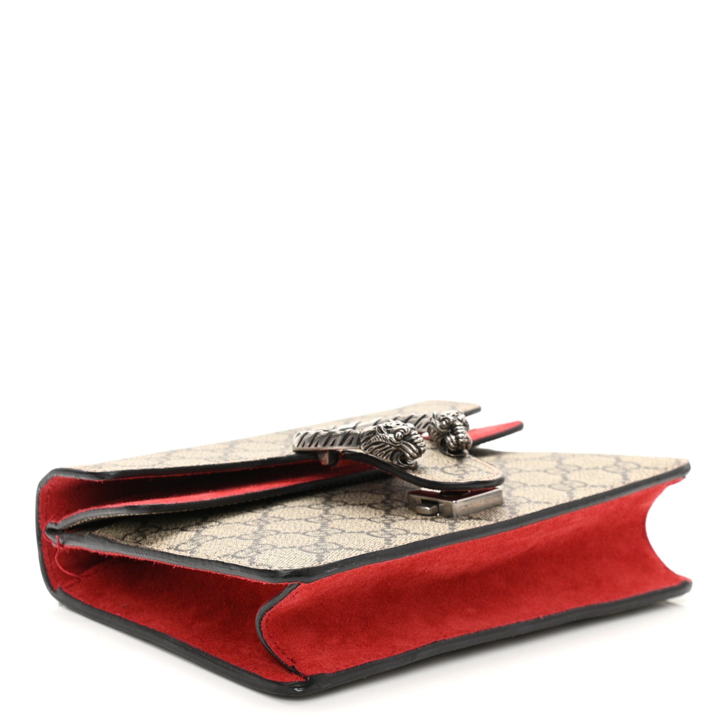 GG Supreme Monogram Suede Mini Dionysus Shoulder Bag Beige Ebony Vulcanic Red