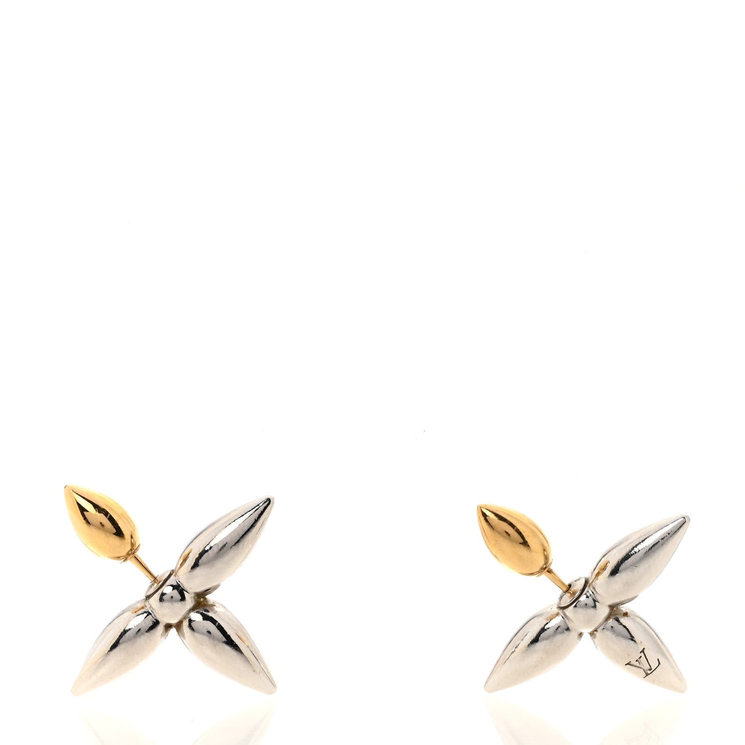 Louis Vuitton Metal Louisette Earrings Silver Gold 1 of 5