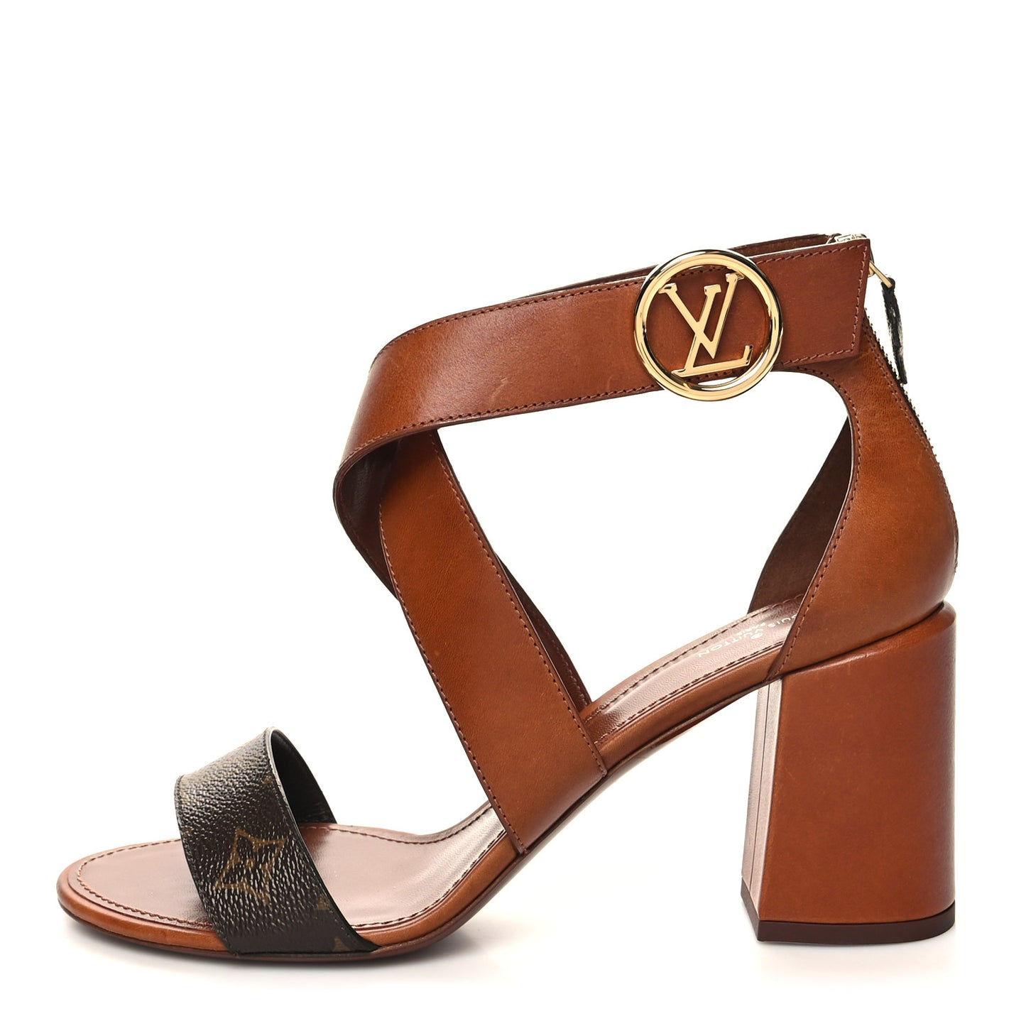 Calfskin Monogram Horizon Sandals 41 Cognac Brown