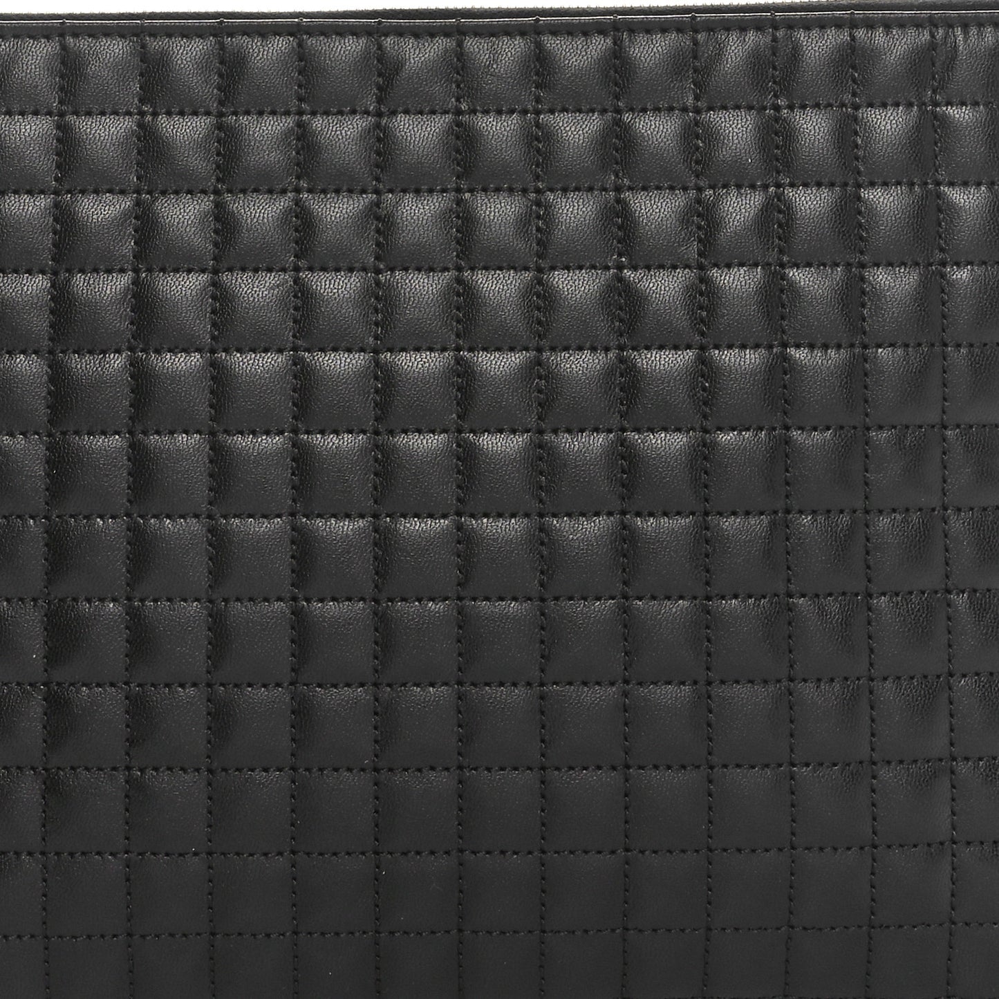 Calfskin Quilted C Charm Pouch Black