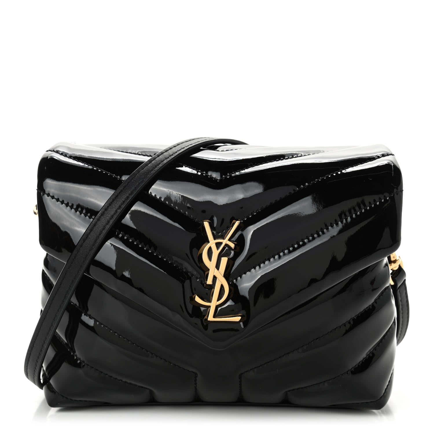 Saint Laurent Patent Y Quilted Monogram Toy Loulou Crossbody Bag Black 1 of 4