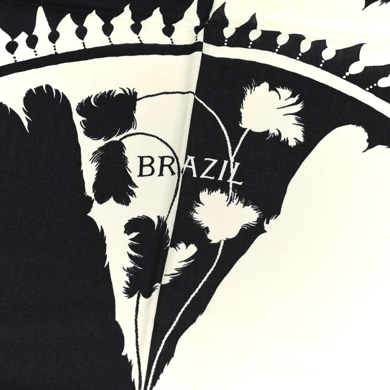 Hermes Cashmere Silk Brazil Tattoo Shawl 140 Bleu Black White 5 of 6