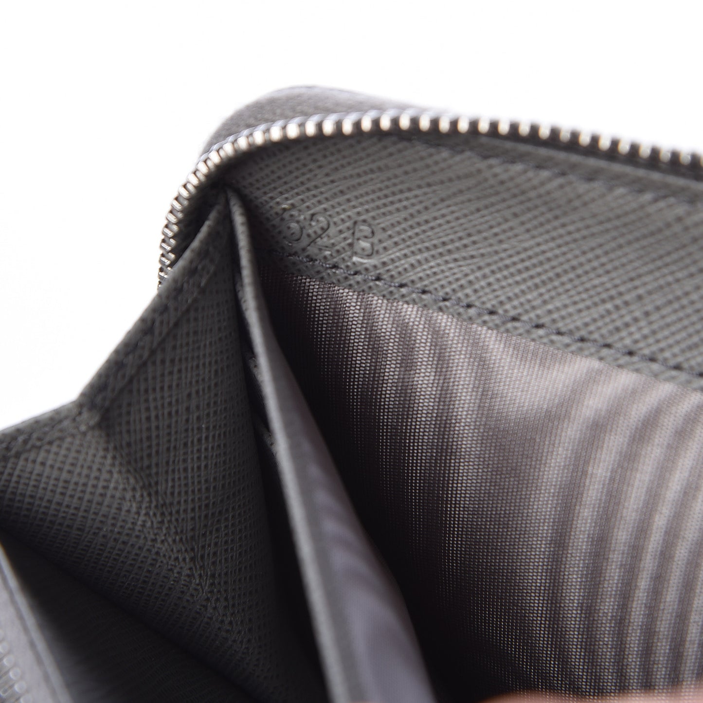 Saffiano Shine Monochrome Zip Around Wallet Grey