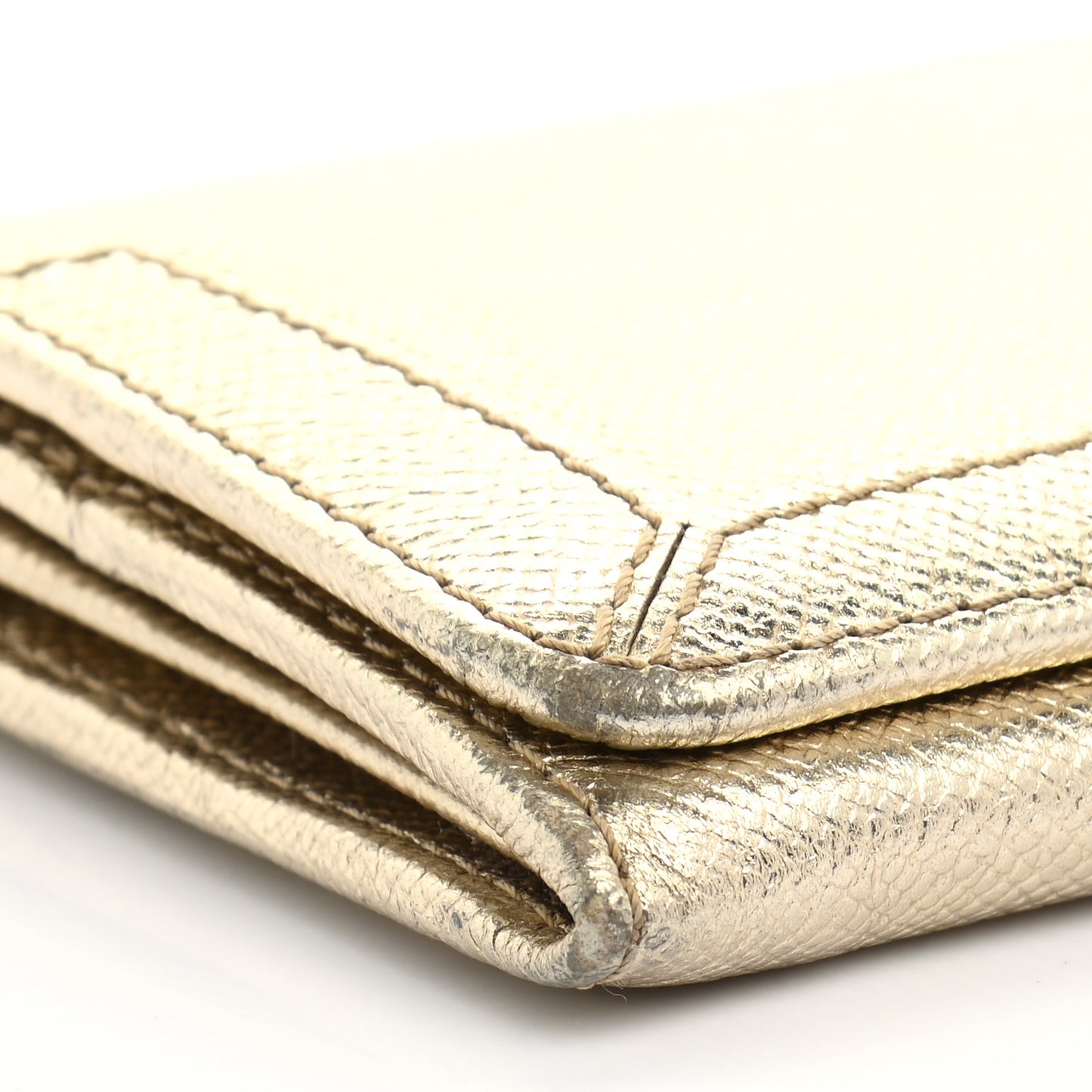 Metallic Patent Heritage Grain Penrose Continental Wallet Gold