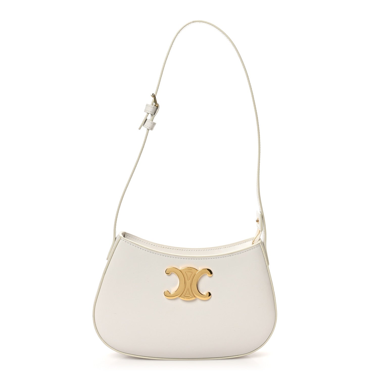 Celine Shiny Calfskin Medium Tilly Triomphe Shoulder Bag Rice 1 of 9