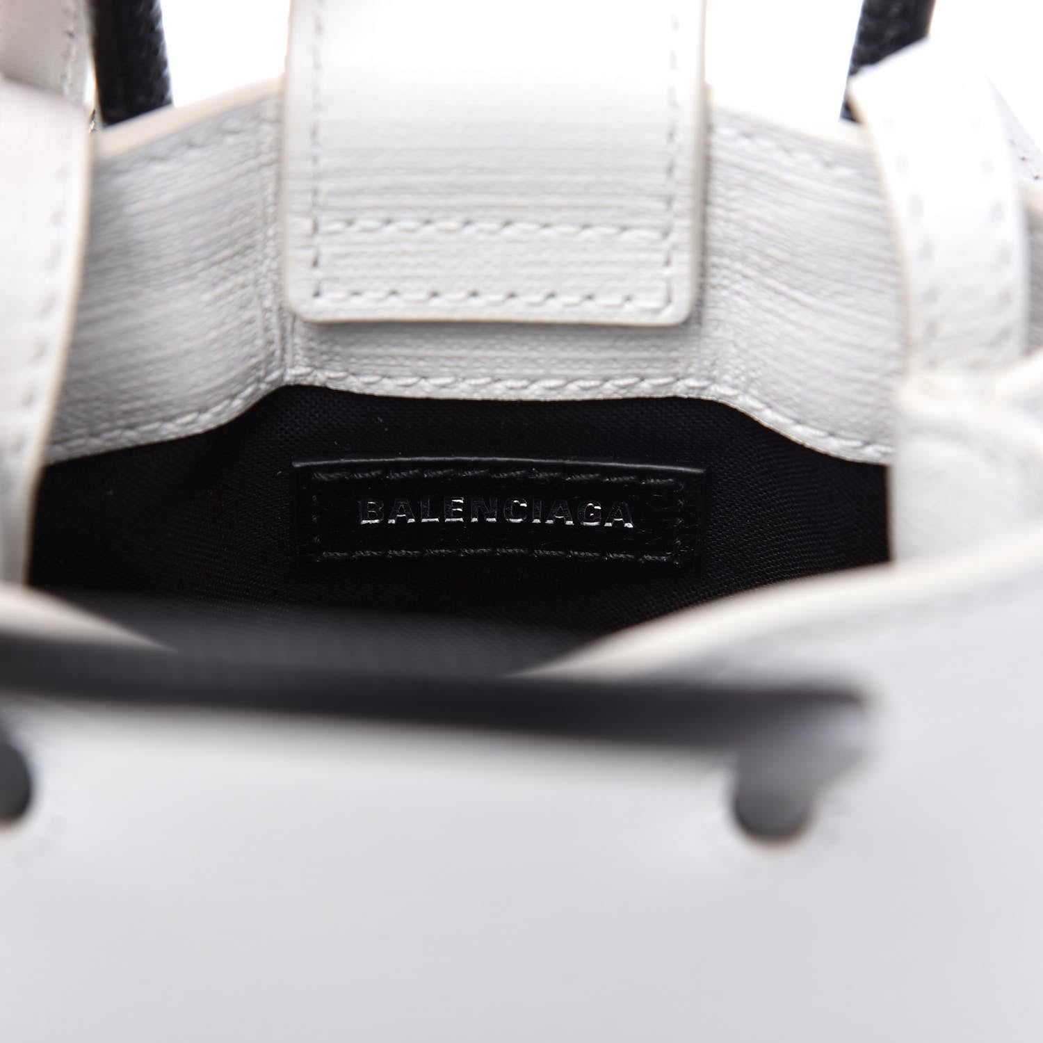 Balenciaga Squared Calfskin Logo Shopping Phone Holder Bag White 8 of 9