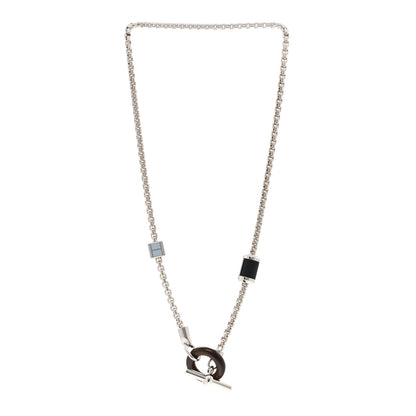 Hermes Palladium Buffalo Horn Swift Meli-Melo Necklace Bleu Lin 3 of 6