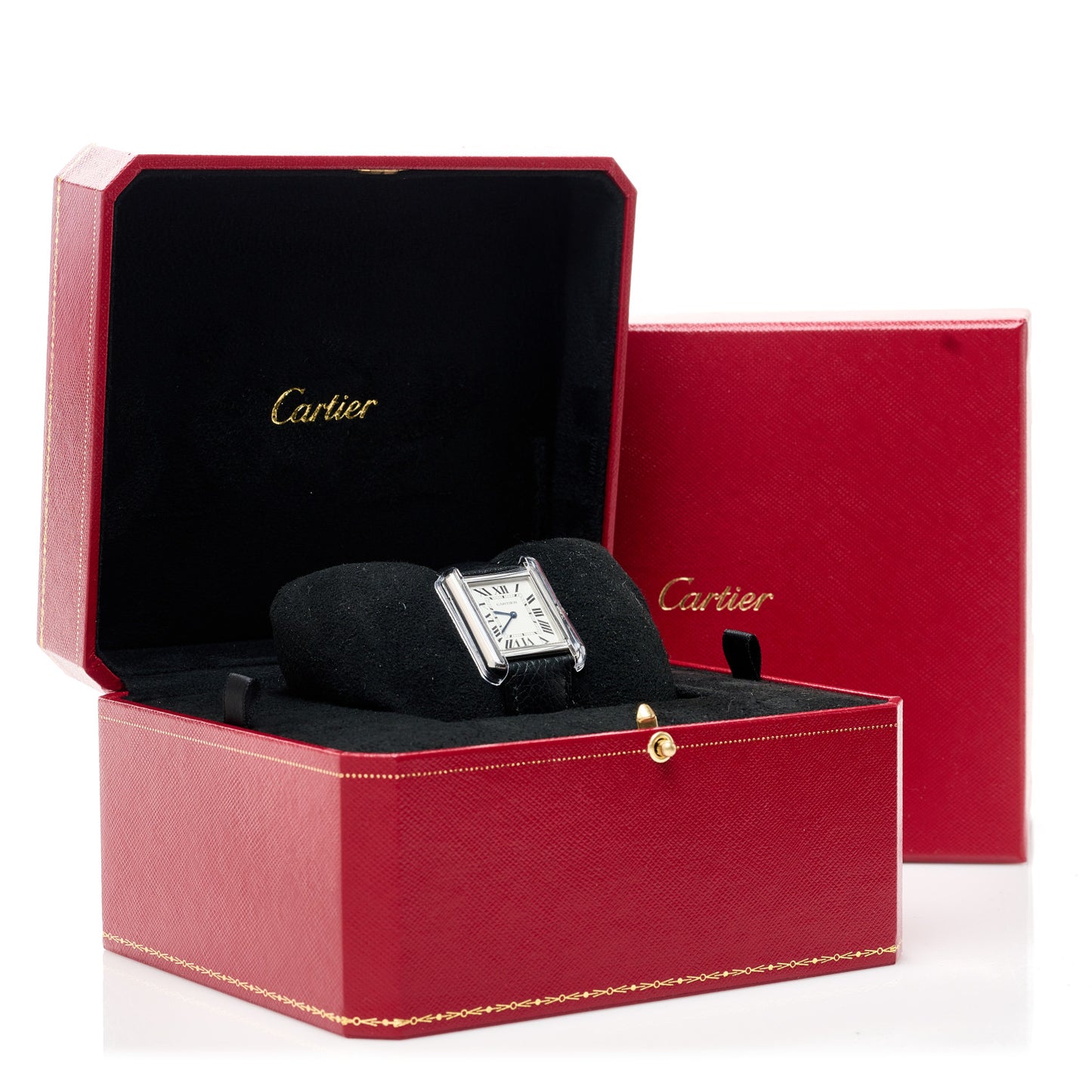 Stainless Steel Calfskin 24mm Tank Solo Quartz Watch