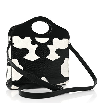 Burberry Calfskin Snakeskin Cow Print Mini Pocket Bag Black White 3 of 9