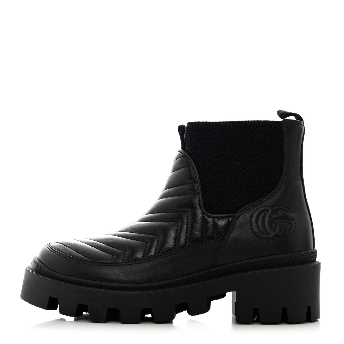 Calfskin Nappa Matelasse Frances Chelsea Boots 35 Black