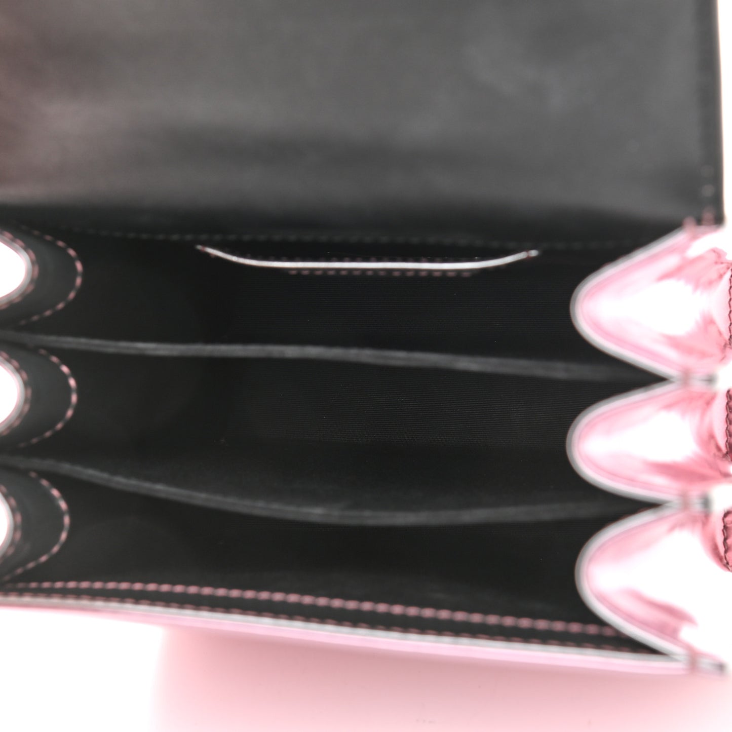 Metallic Calfskin Contrast Serpenti Forever Top Handle Silver Pink