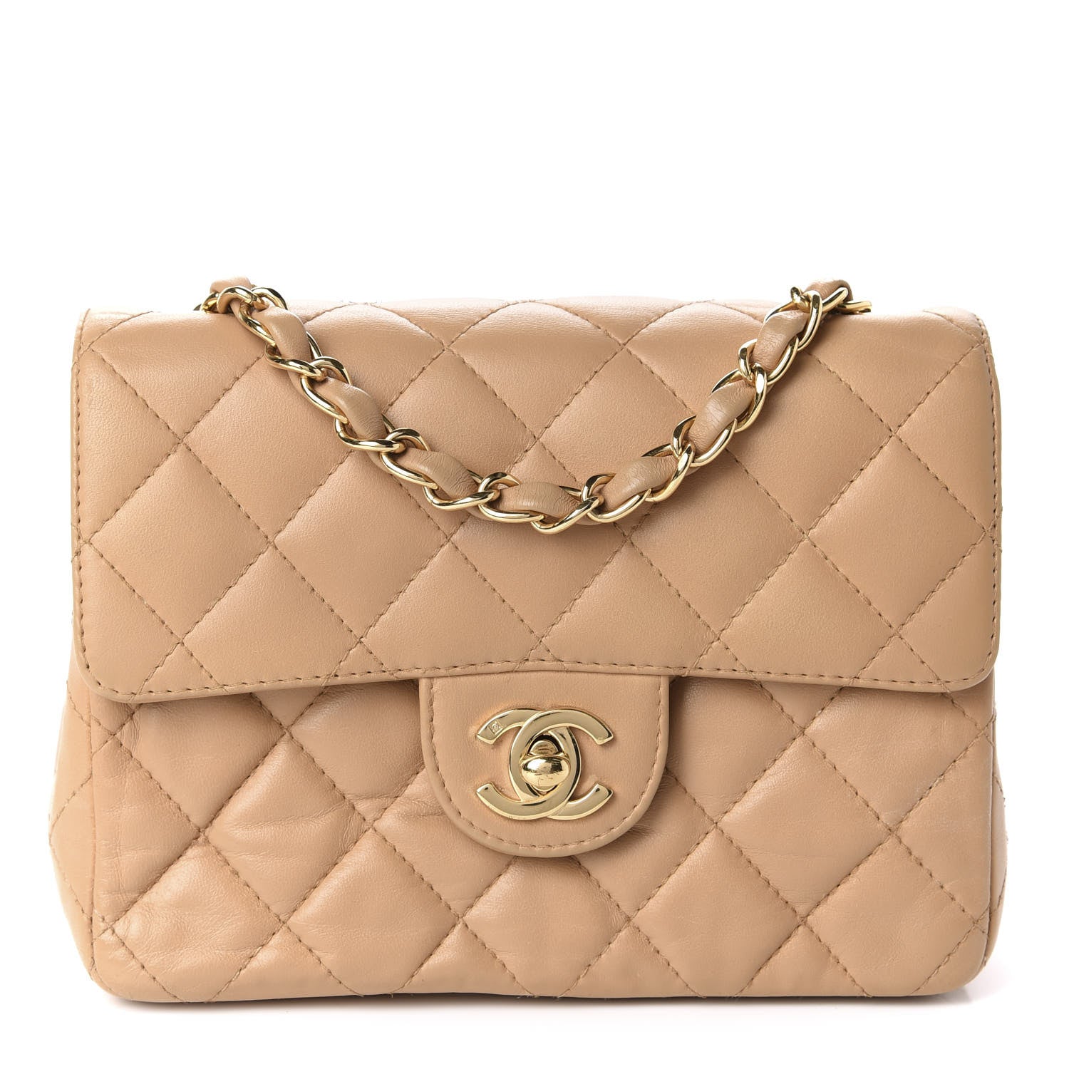 Chanel Lambskin Quilted Mini Square Flap Beige 1 of 11