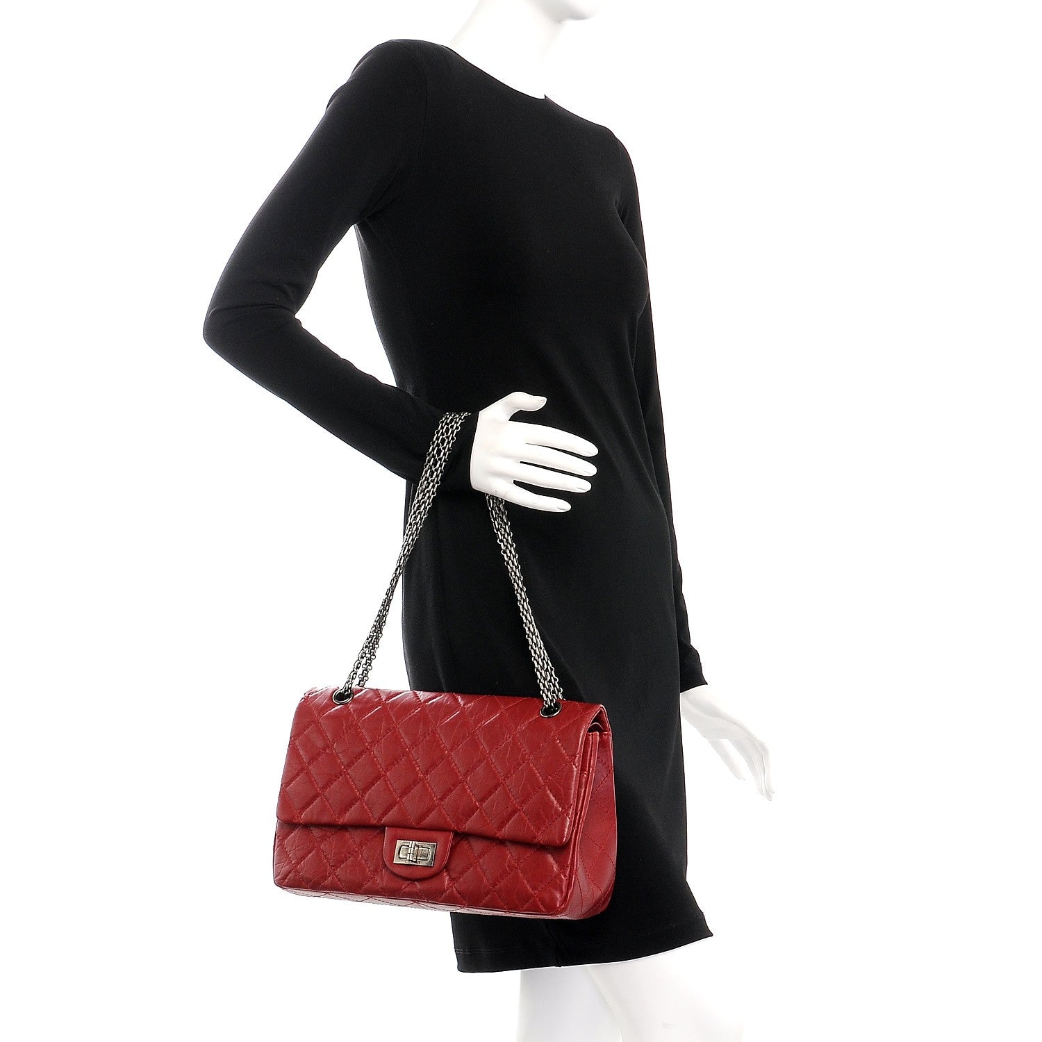 Chanel Aged Calfskin Quilted 2.55 Reissue 227 Flap Red 3 of 8