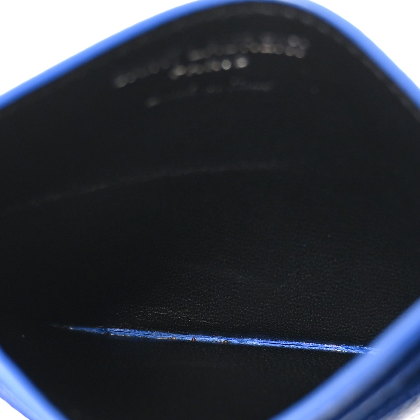 Grain De Poudre Matelasse Chevron Monogram Credit Card Case Blue Gitano