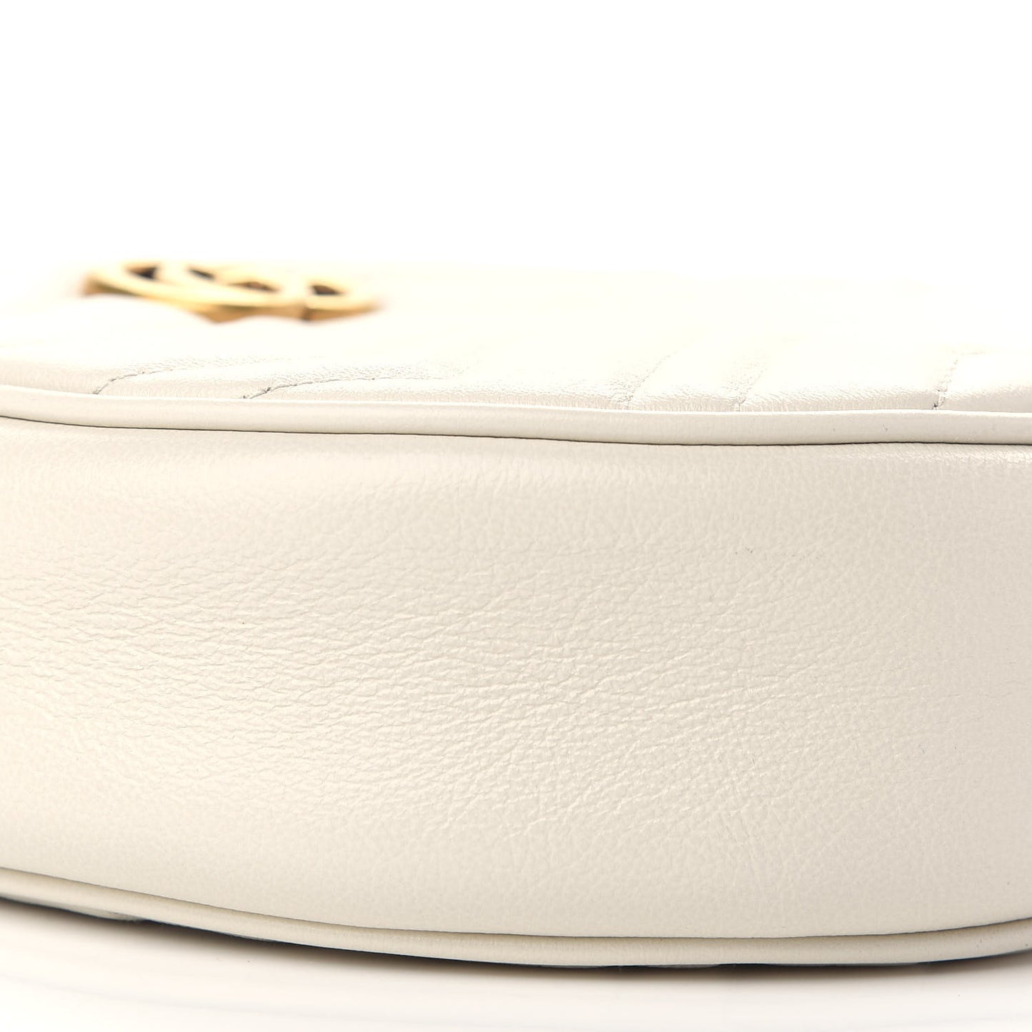 Calfskin Matelasse Mini GG Marmont Round Shoulder Bag White