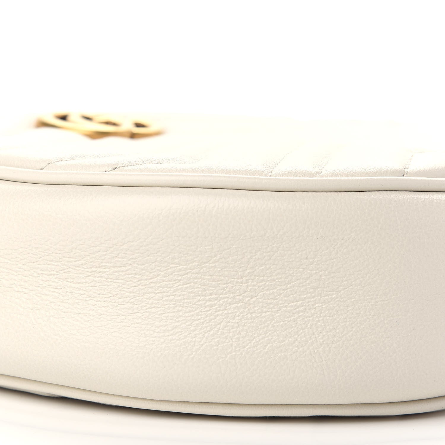 Gucci Calfskin Matelasse Mini GG Marmont Round Shoulder Bag White 8 of 9